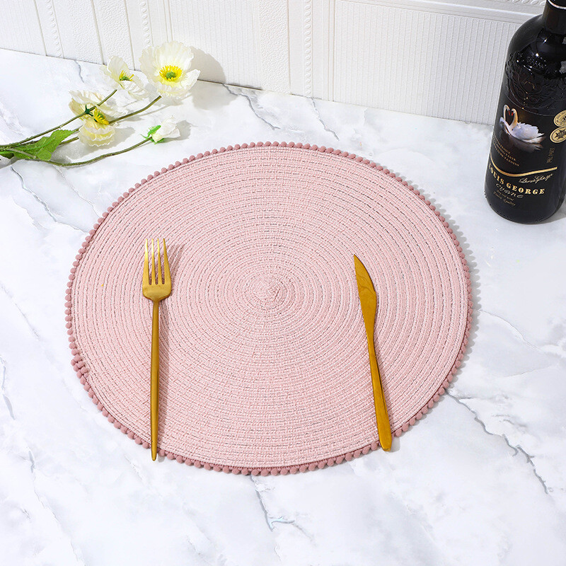Round Pom Pom Placemats Set Of 4 Table Mats Dining Tableware Essential