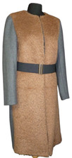Erika Cavallini Semicoutre Brown Grey Mohair Wool Coat Womens Uk 12 Eu 40 It 44