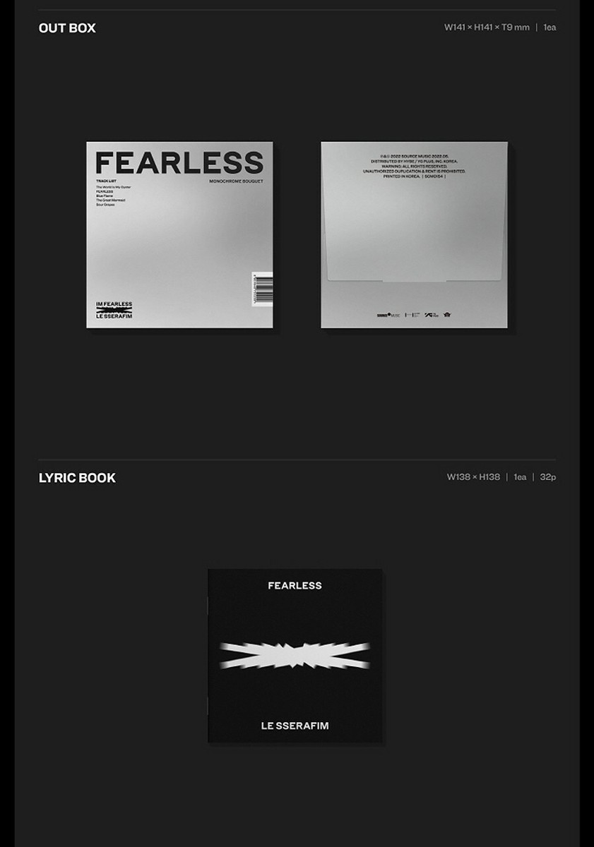LE SSERAFIM FEARLESS 1st Mini Album MONOCHROME BOUQUET Ver CD+Book