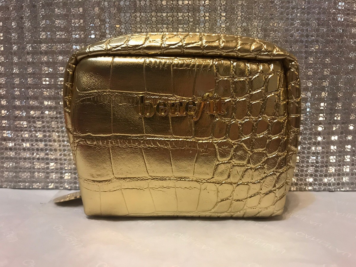 Benefit Small Gold Make Up Bag Brand New