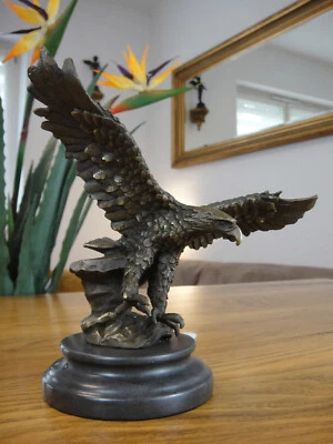 Bronze + Marmor Königsadler Adler Luxus Bronzefigur Statue Skulptur Figur Antik - Bild 1 von 4