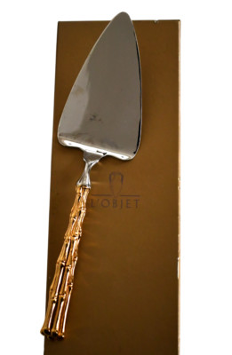 L'OBJET EVOCA Collection 12  24k Gold Plated BAMBOO Cake/Pie Server Spatula