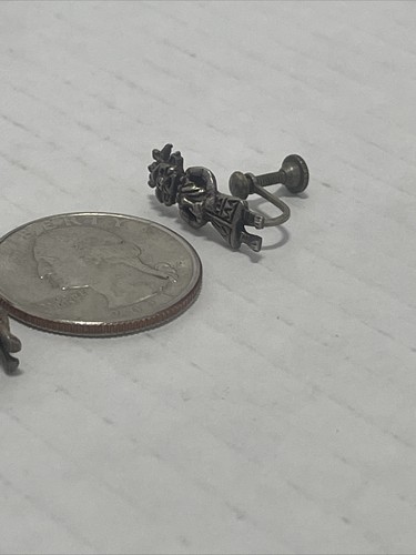 Vintage RBZ Mexico 925 Sterling Silver Mayan Aztec Screw Back Earrings - Picture 7 of 7