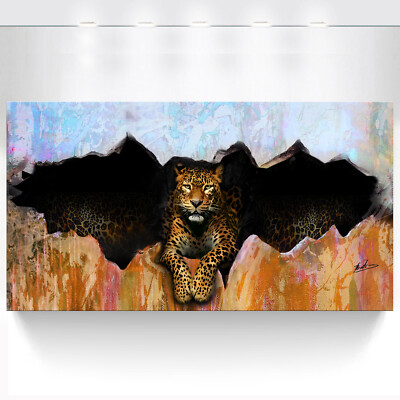 Leopard Tiere Abstrakt Wandbilder XXL Bilder Leinwandbild Max. 200x100x4cm 3223