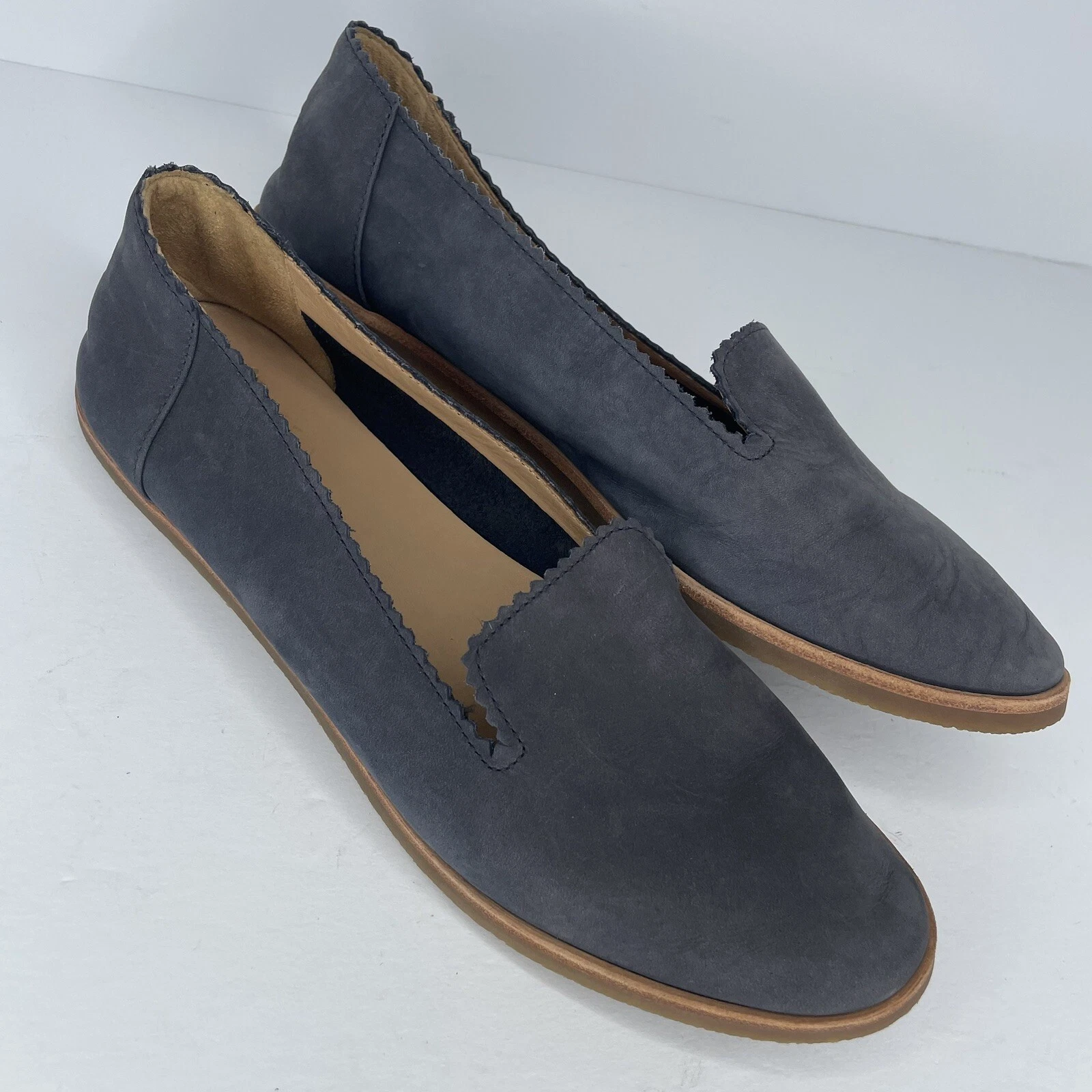 Mocassino Ugg Vista Flats blu morbido pelle nabuk US 8 donna slip on costiero