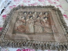 Aubusson style HUGE Old World Chinese Silk Road Women Needlepoint Piloow wFringe