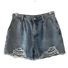 Shein Denim Shorts Womens 6 Distressed Medium Wash Hi Rise Ripped