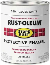 7797502 Stops Rust Brush on Paint, Quart, Semi-Gloss White, 1 Quarts (Pack of 1)