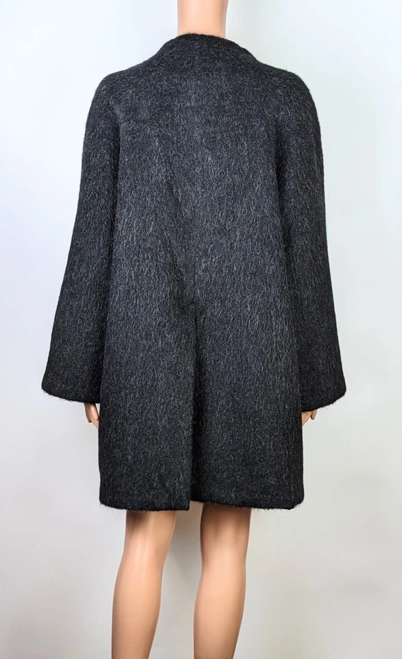 MAX STUDIO Women's Black Lana/Mohair Blend Double Breasted Mid-Length Coat Sz M - Image 2 of 3