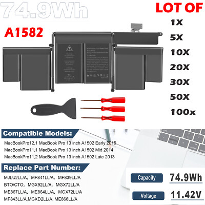  LOT Replace Battery A1493 For Apple Macbook Pro 13'' A1582 A1502 2013 2014 2015