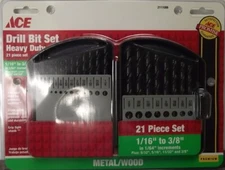 ACE 2111086 21pc Heavy Duty Drill Bit Set 1/16 To 3/8