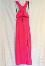 FOREVER 21 size S Shocking Pink Criss-Cross Long Dress Tie-Halter Slit-Front NWT