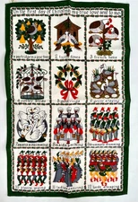 NEW Vintage Ulster Weavers 12 Days of Christmas Irish Linen Tea Towel