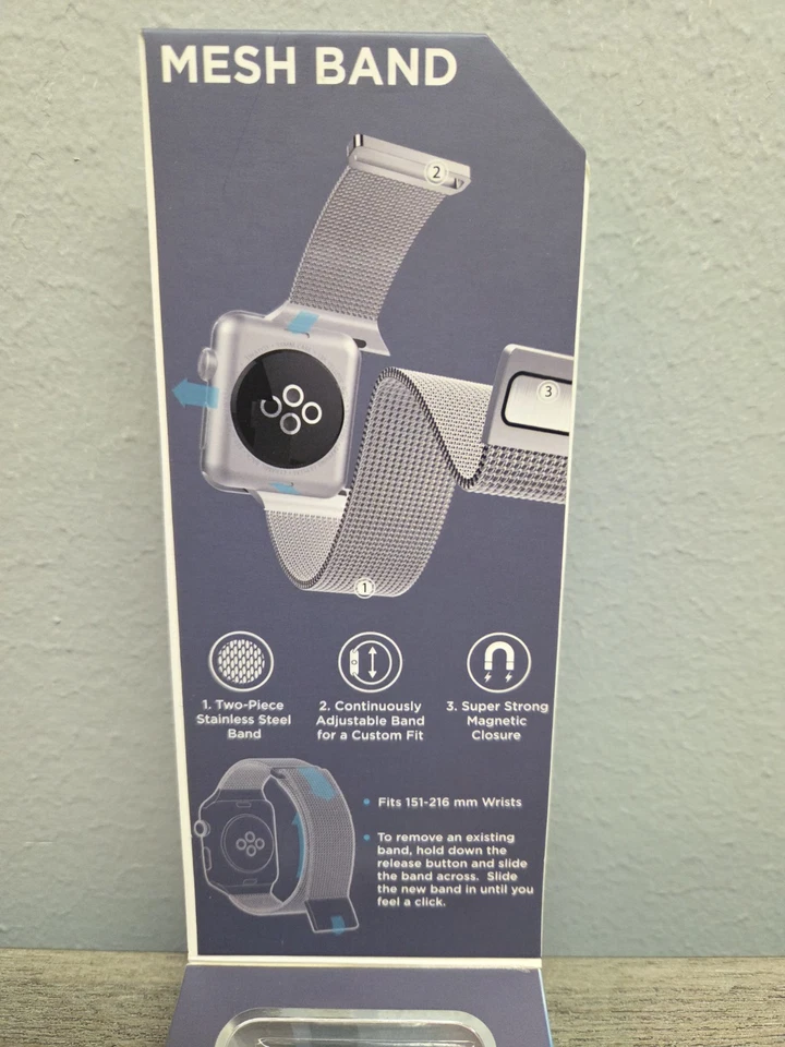 Nueva correa de malla híbrida X-Doria para Apple Watch - plateada/blanca 38-40 mm Foto 4 de 4