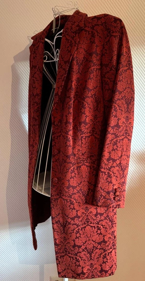 NEUWERTIG GEHROCK LONGBLAZER MANTEL BAROCK-JACQUARD GR 46 APART bordeaux lila