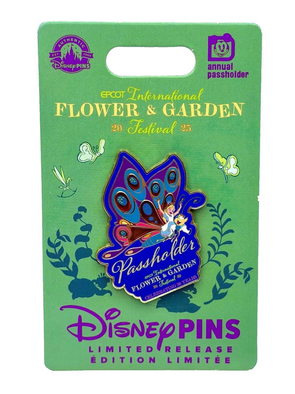 Disney Epcot Flower & Garden Festival Passholder Pin 2025 Alice In Wonderland LR