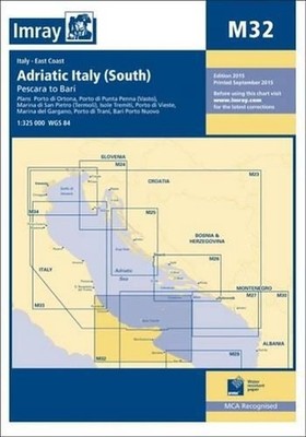 M32 Adriatic Italy (South): Pescara to Bari by Imray M. Series Folded Book