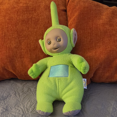 Teletubbies Dipsy Green Plush Stuffed Animal Blue Tummy Screen Small 2000