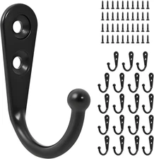 20 Pack Mini Wall Hooks Zinc Alloy Key Coat Hangers with Stainless Screws