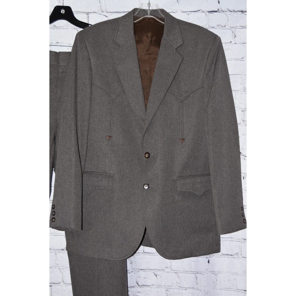 Conjunto de 2 pantalones traje Circle S vaquero Western Ranch Wear vintage para hombre Foto 4 de 4