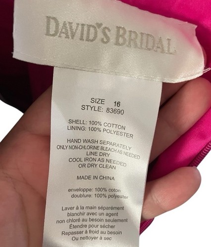 Davids Bridal Formal Dress 16 Hot pink Twist Halter Top Front Fit Flare Pockets - Picture 7 of 8
