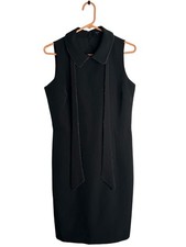T Tahari Women’s Size 8 Sleeveless Collared Knee Length Dress Black Career 