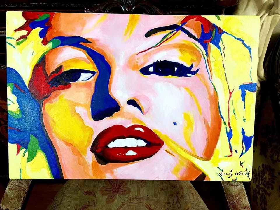 Andy Warhol - Increíble óleo sobre lienzo - Firmado - Con etiquetas Foto 2 de 4