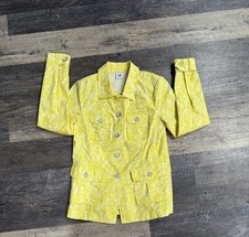 Cabi Field Of Daisies Women's Blazer Utility Jacket Yellow/White Size Small EUC