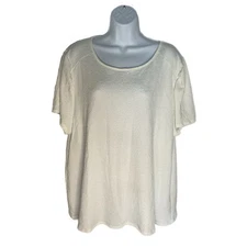 Set The Stage Women’s Creamy White Short Sleeve Solid Punk Textured Blouse 2XL