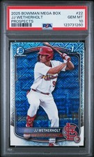 2025 BOWMAN MEGA BOX CHROME PROSPECTS #22 JJ WETHERHOLT PSA 10