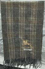 Burberry London Cashmere Check Plaid Scarf Shawl Wrap Preloved Made In Scotland