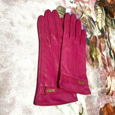 Burberry Lederhandschuhe Logo Farbe Pink Karo Futter Modewaren Accessoire