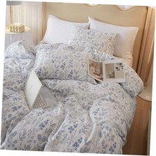 Blue Floral Comforter Set White Botanical Bedding Twin XL A 02 Blue Floral