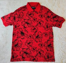 Vintage OP Ocean Pacific Polo Shirt Mens Large Floral Tropical Hawaiian Aloha
