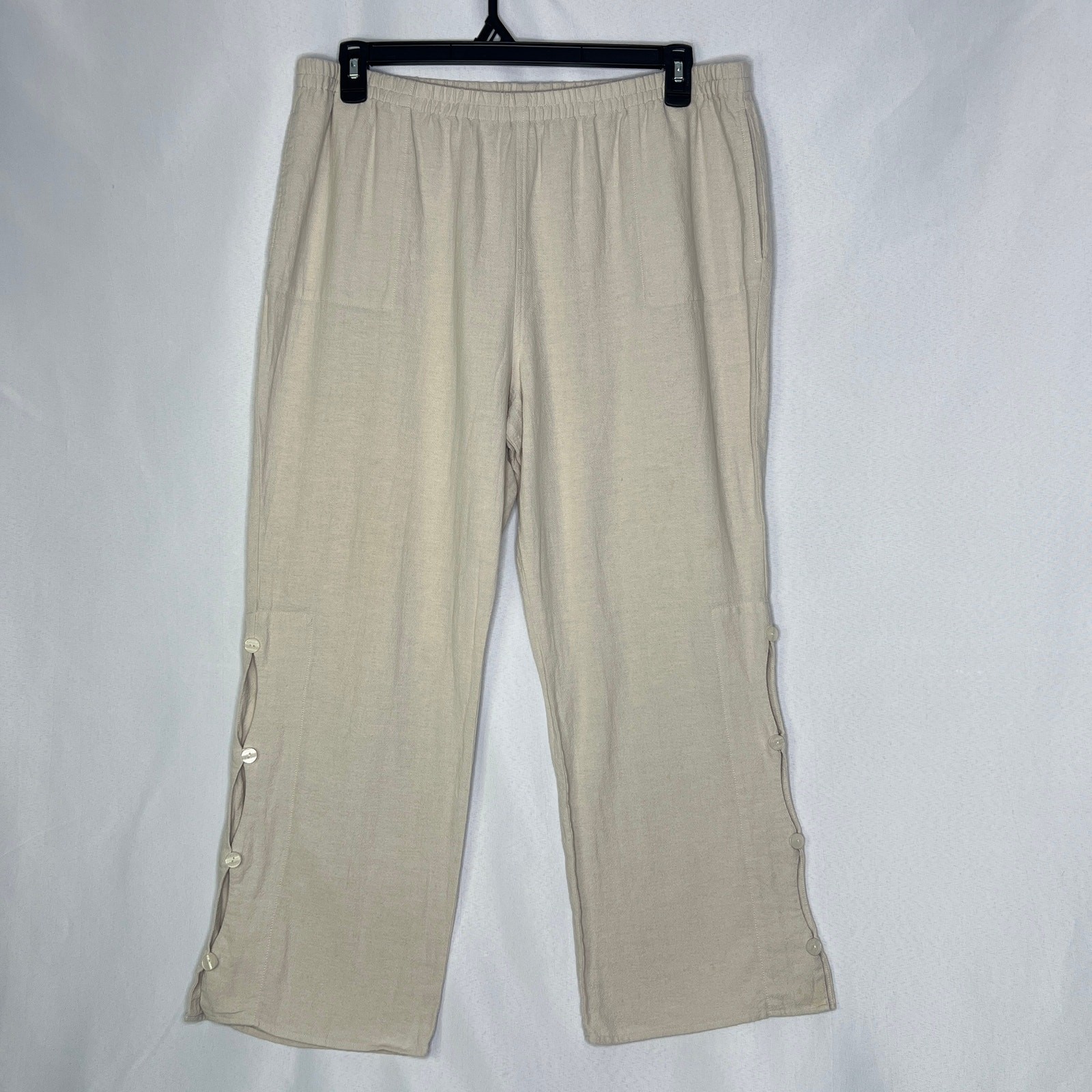 ALTRA Pantaloni morbidi dintorni gamba larga taglia Petite XL Lagenlook marrone uncinetto