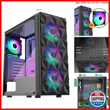 Estuche para PC Morovol 621 Atx Torre Media 4 Ventiladores RGB Vidrio Templado