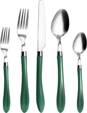 Deep Green Silverware Set, 20 Piece Stainless Steel Color Handle HF013-GRE 