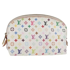 LOUIS VUITTON Monogram Multicolor Pochette Cosmetic White M47354 Auth 125292AV