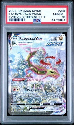 2021 POKEMON SWORD & SHIELD EVOLVING SKIES SECRET FULL ART/RAYQUAZA VMAX PSA 10
