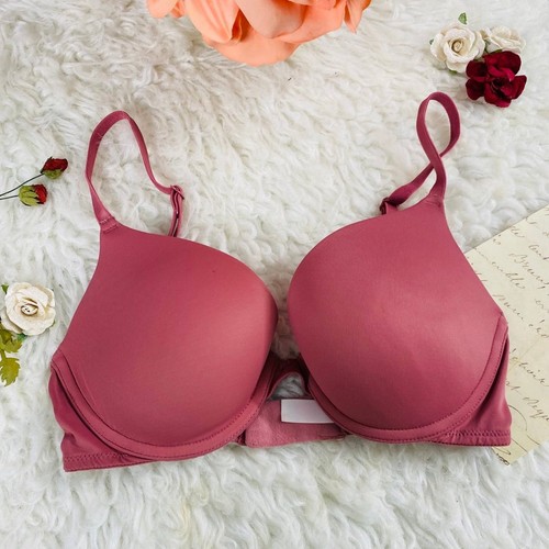 Women's Victoria's Secret Push Up Bra 32C Pink Brown Padded adj straps