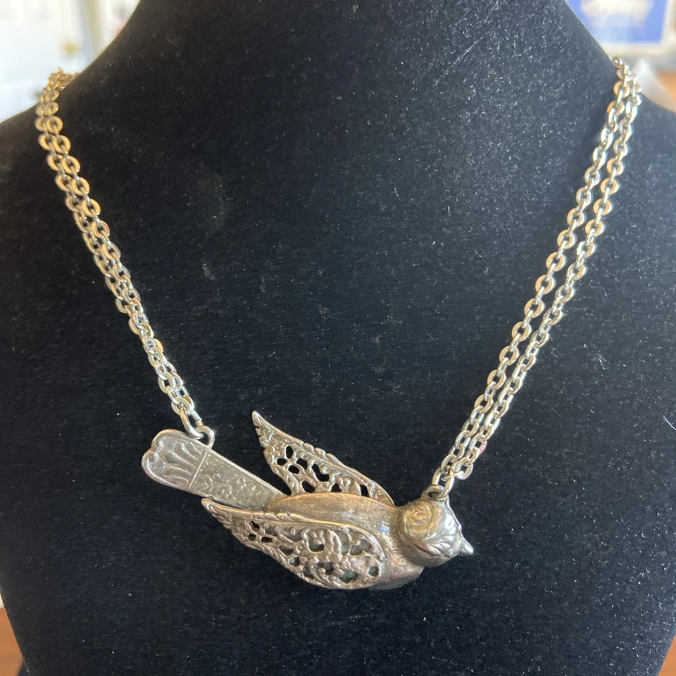BIRD Spoon NECKLACE-Beautiful & Unique Silver Plate 16” to 19” - Image 2 of 4