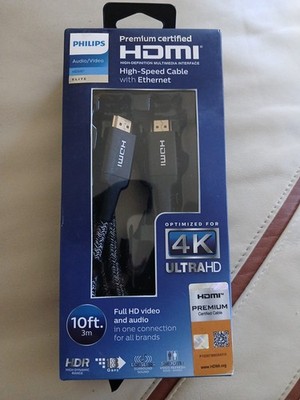 PHILIPS Premium Certified HDMI Elite High-Speed Cable with Ethernet 10ft