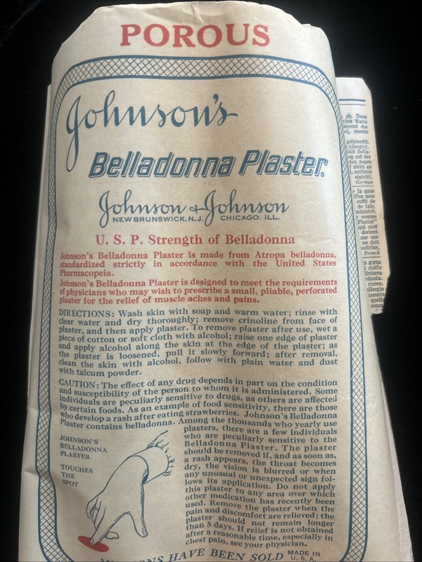 Vintage Johnson's Belladonna Plaster Johnson & Johnson New Brunswick NJ 2
