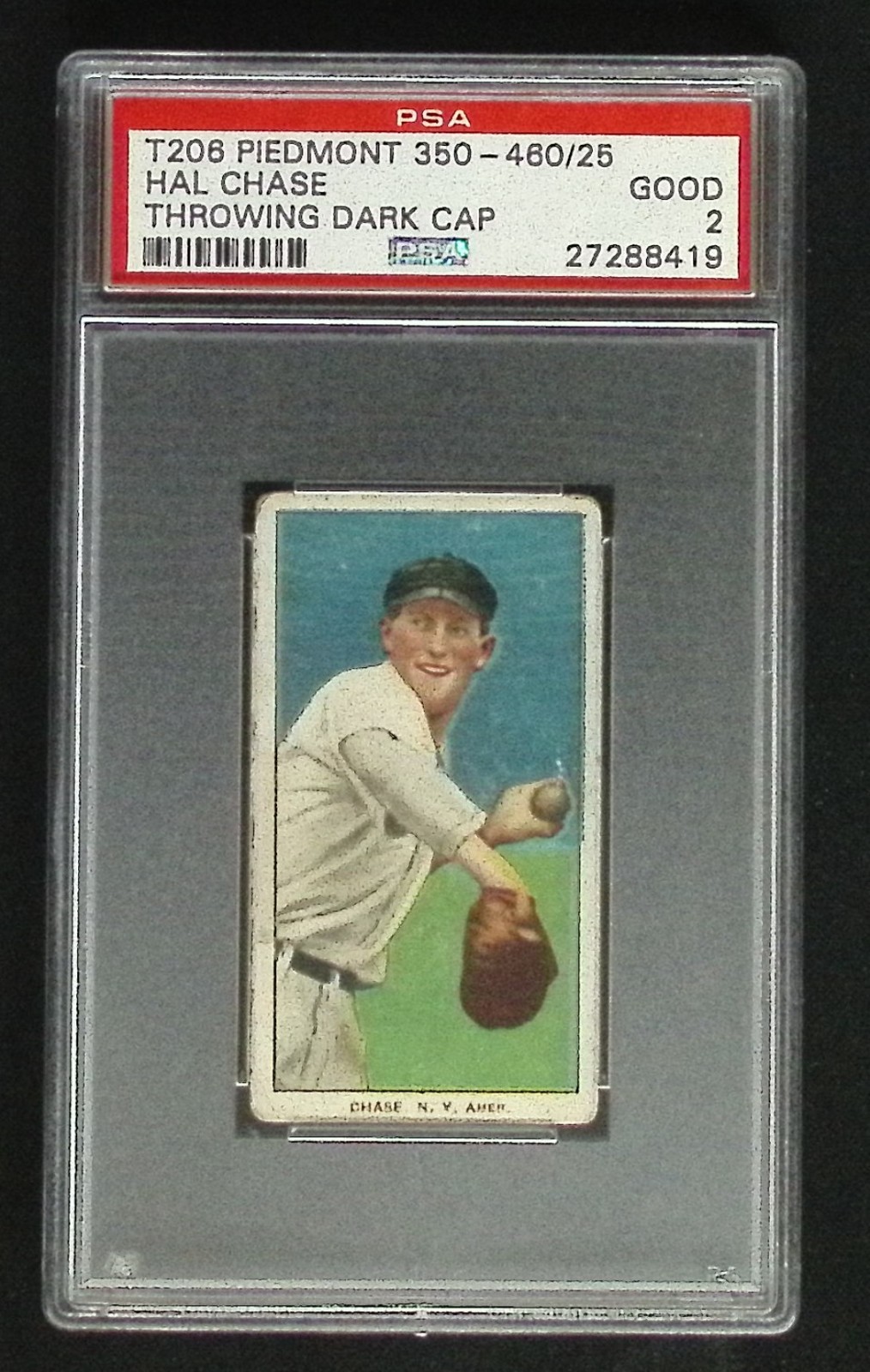 1909-11 T206 Hal Chase Dark Cap Piedmont 350-460/25 PSA 2 Baseball Card
