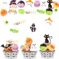 Tortendeko Halloween 60 StüCk Essbare Cupcake Deko Fledermaus Spinne Geist