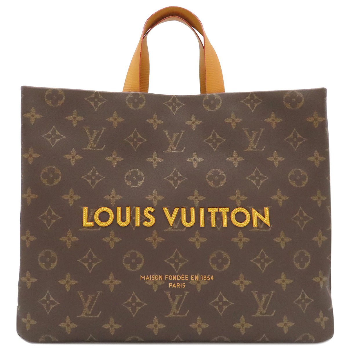 LOUIS VUITTON Monogram Brown Shopper Tote MM 2-Way Handbag Shoulder Bag Authentic