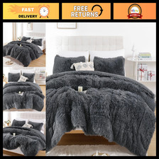 Fluffy King Size Comforter Set - Luxury Faux Fur Bedding, Soft Shaggy 3-Piece Se