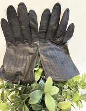 Christian Dior Black Leather Women's Gloves Lined Wrist Length Logo