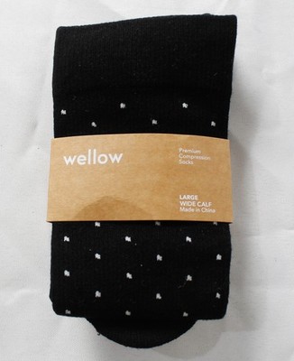 Wellow Unisex Premium Seamless Compression Socks ZG3 Black Dot Large NWT