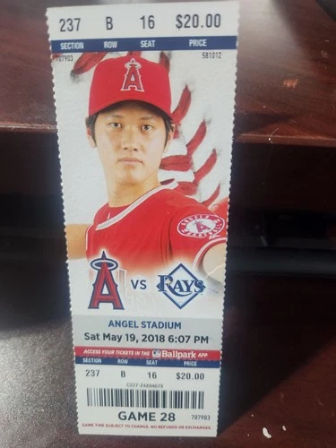 GAME USED! 5-19 2018 SHOHEI OHTANI PICTURED ROOKIE TICKET MINT! MUST SEE!